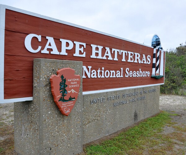 a sign for the cape hatteras national seashore