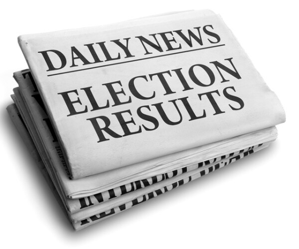 a newspaper with election results