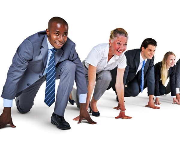 group of business people at starting point 

