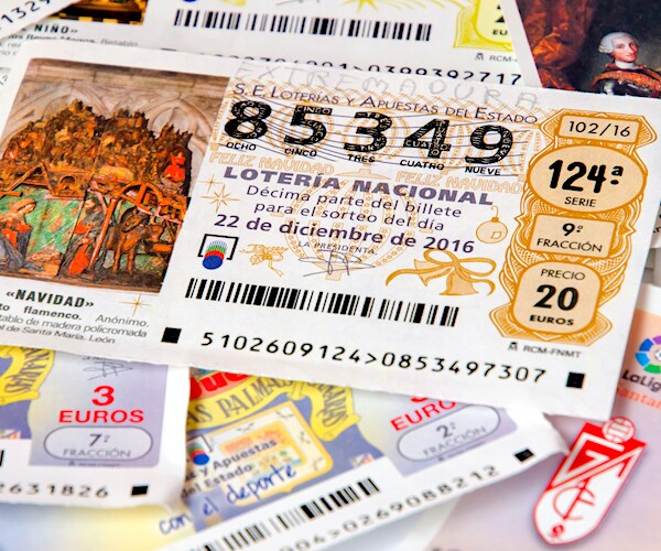 spain national lottery tickets lay on a table