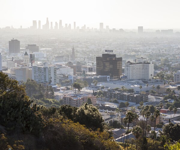 smog over los angeles and hollywood