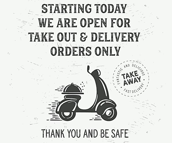 a takeout advisory graphic for coronavirus pandemic