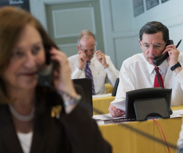 Sens. Deb Fischer, R-Neb., Jerry Moran, R-Kan., and Sen. John Barrasso, R-Wyo., make calls to donors