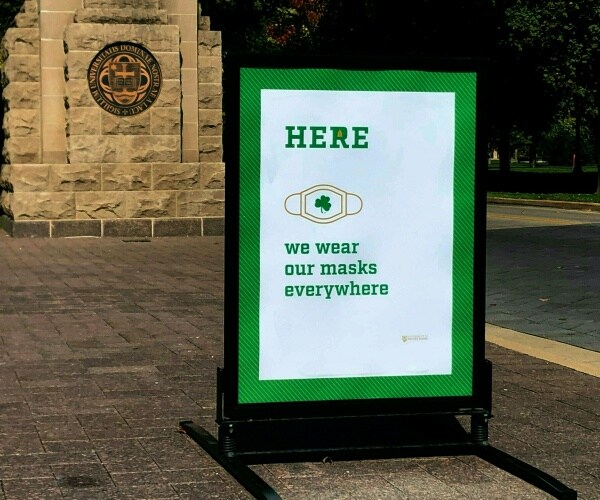 mask sign at notre dame