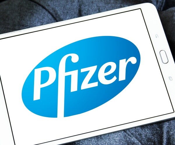 Pfizer logo on smartphone screen