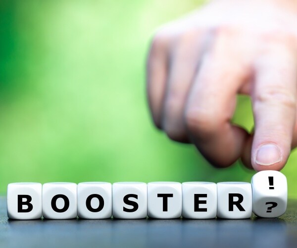 Booster Shots in block with exclamation point