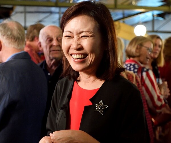 michelle steel smiles in crowd