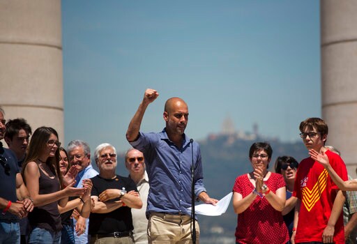Soccer Coach Guardiola Leads Catalan Independence Rally