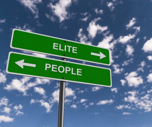 elite people traffic sign on blue sky