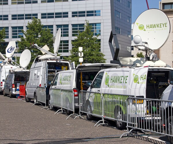 television news vans