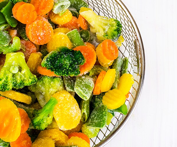 bowl of colorful frozen vegetables