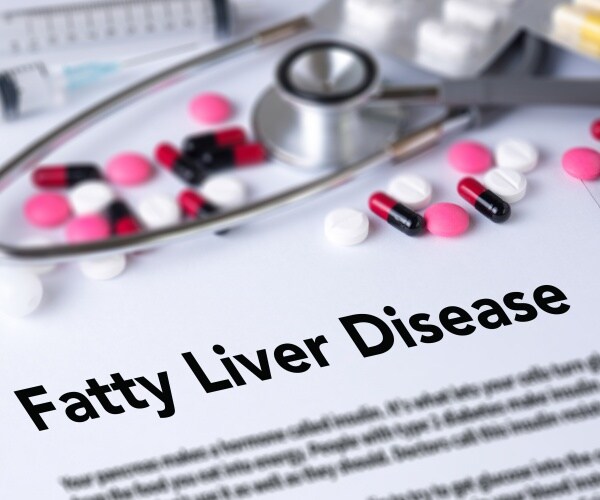 'fatty liver disease' in print surrounded by different medications