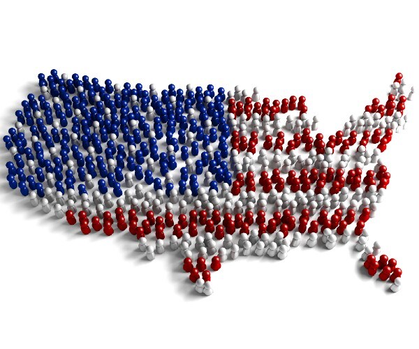 map of america made from peg people