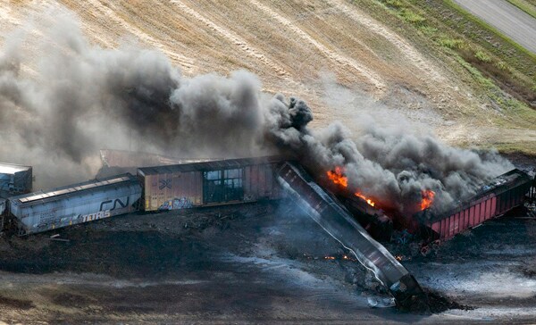 CN Train Derailment: 2 Cars Carrying Petroleum Catch Fire
