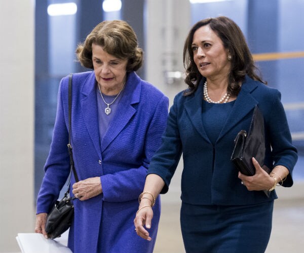 sens. dianne feinstein and kamala harris on capitol hill