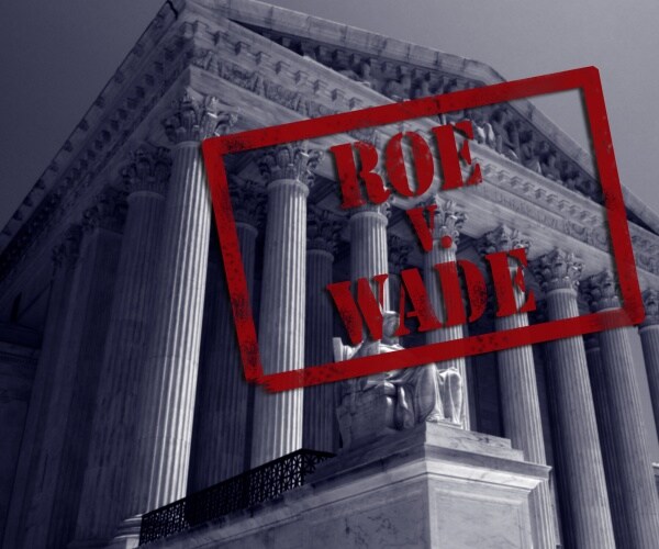 roe v Wade stamp with the united states supreme court in background