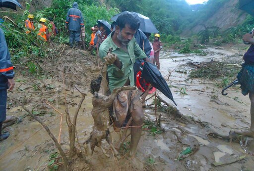 Destruction, Debris Mar Bangladesh Mudslide Rescue; 140 Dead