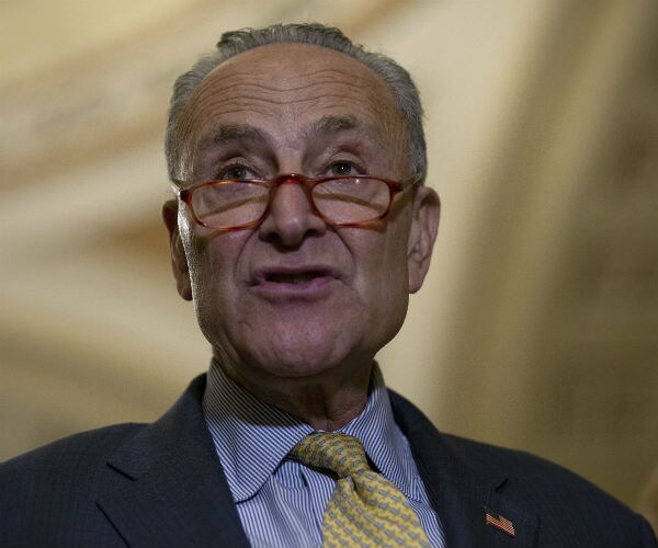 senate minority leader chuck schumer at a news conference on capitol hill