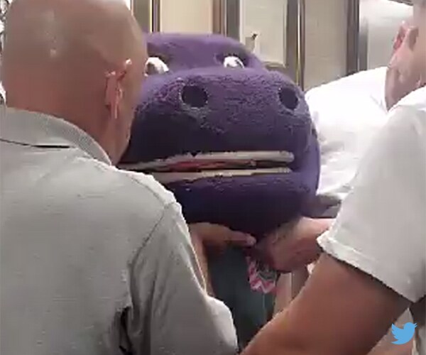 Teen's Barney Head Gets Stuck, Firehouse Vaseline to the Rescue