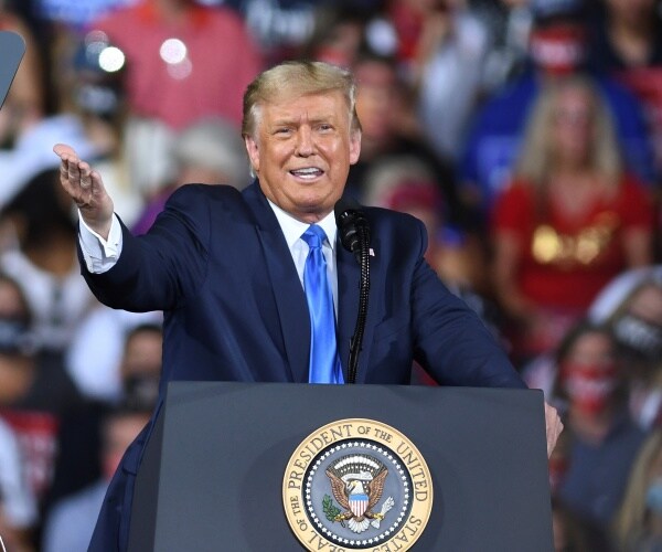 donald trump addresses crowd at campaign rally