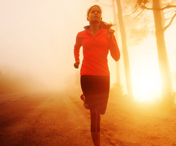 a woman on a morning run