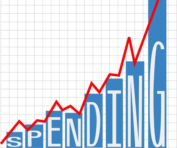 chart showing spending going up and up