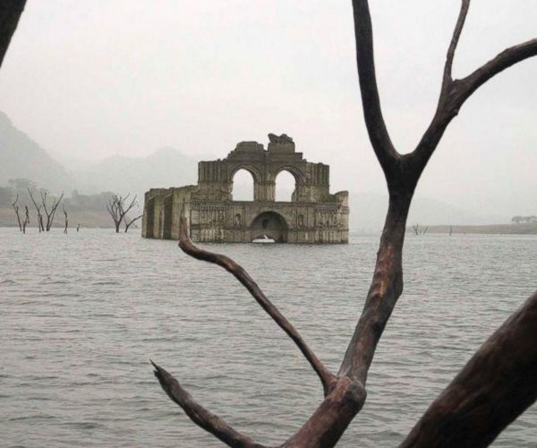 Church in Reservoir: Colonial Ruin Unveiled by Receding Waterline