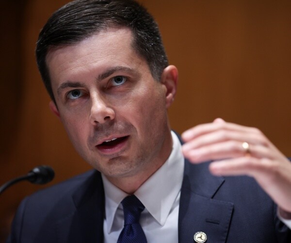 pete buttigieg gestures while speaking