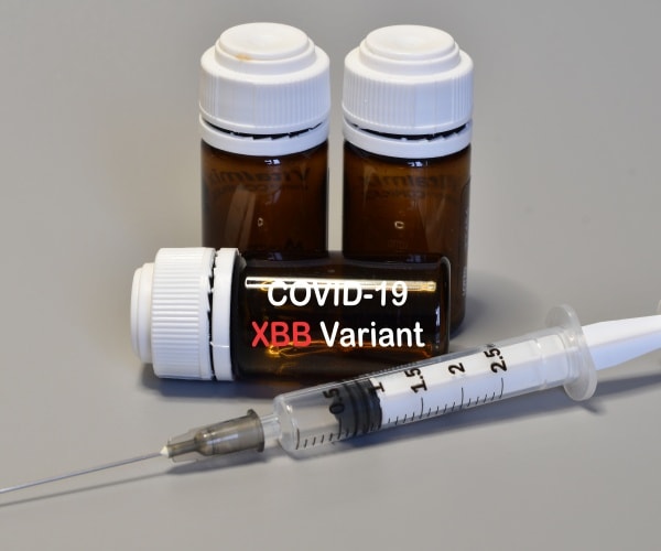 syringe, vial of vaccine labeled XBB