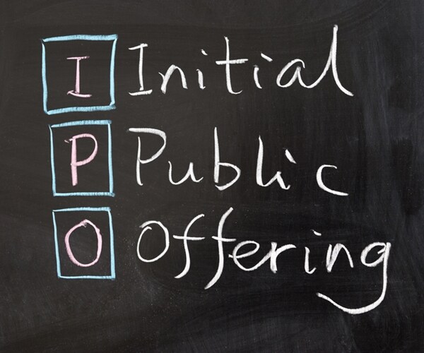 ipo initial public offering on chalk blackboard