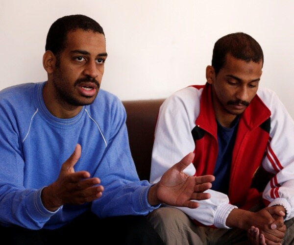 alexanda amon kotey and el shafee elsheikh speak during an interview