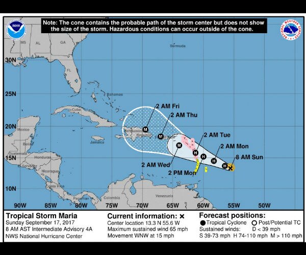 Maria Likely Hurricane, Aims at Puerto Rico 