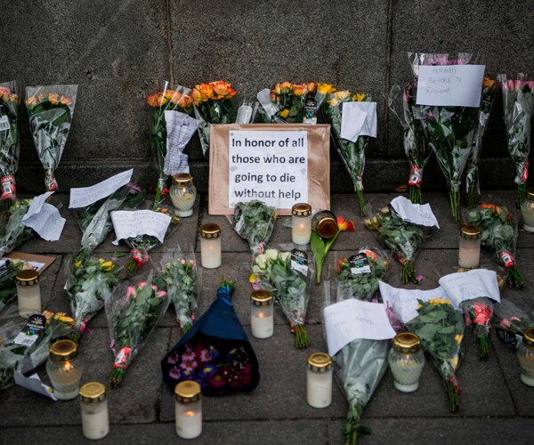 a memorial in stockholm honoring victims of the coronavirus