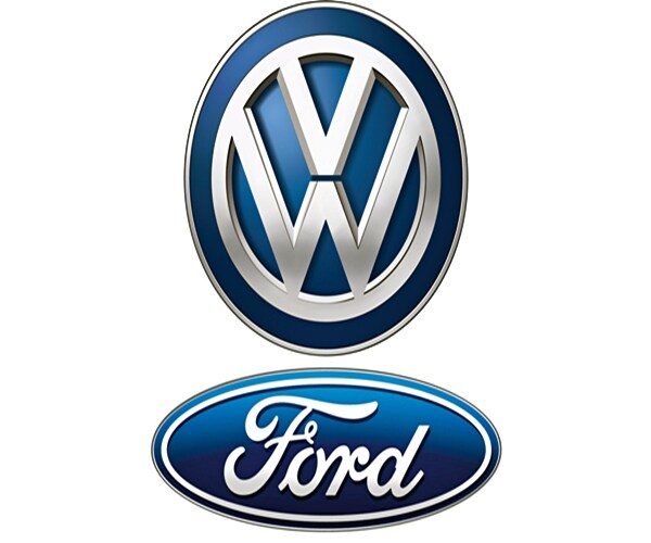 volkswagen vw and ford motor corporate logo symbols