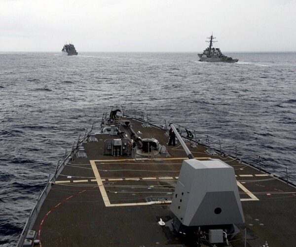 Navy Destroyer in South China Sea Near Islands Beijing Claims