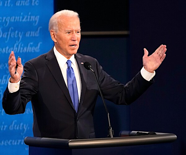 joe biden speaks during the second and final presidential debate