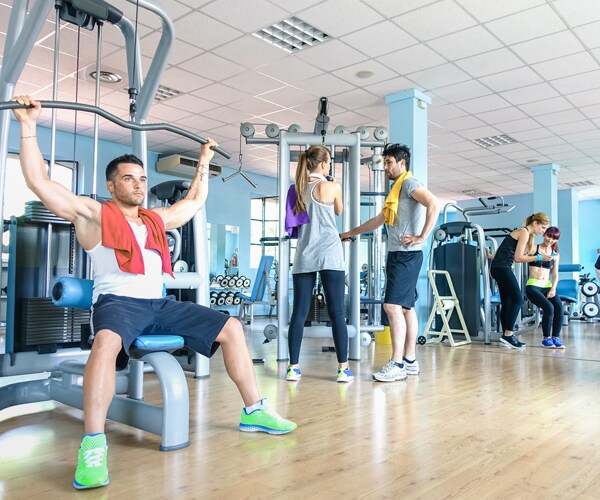 Working out at the gym