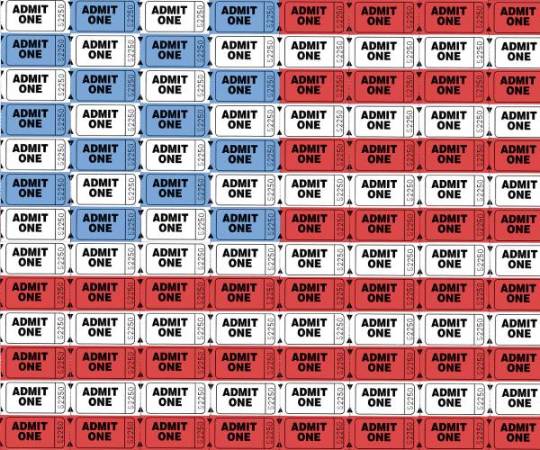 an american flag made of admit one tickets