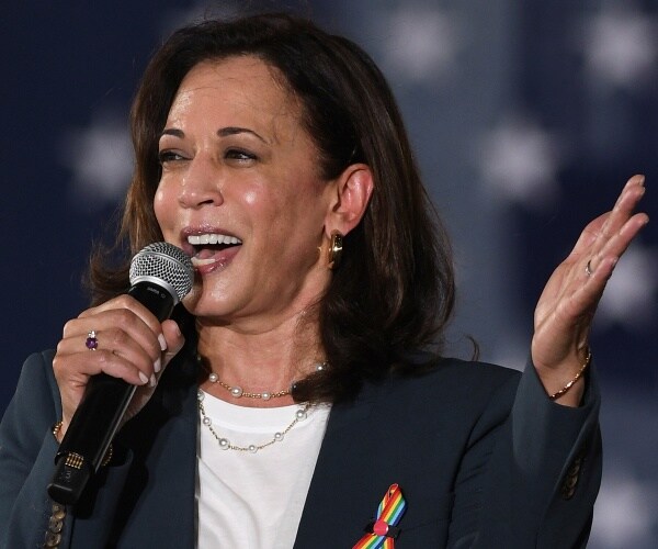 kamala harris speaks onstage