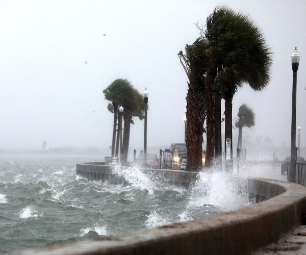 water splashes seawall