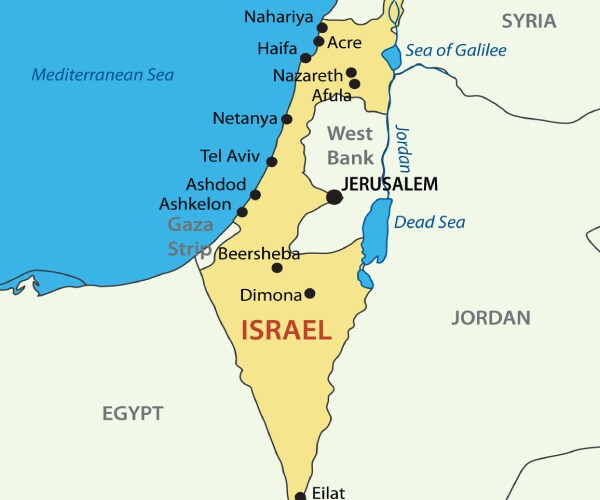 a map of israel and the palestinian territories