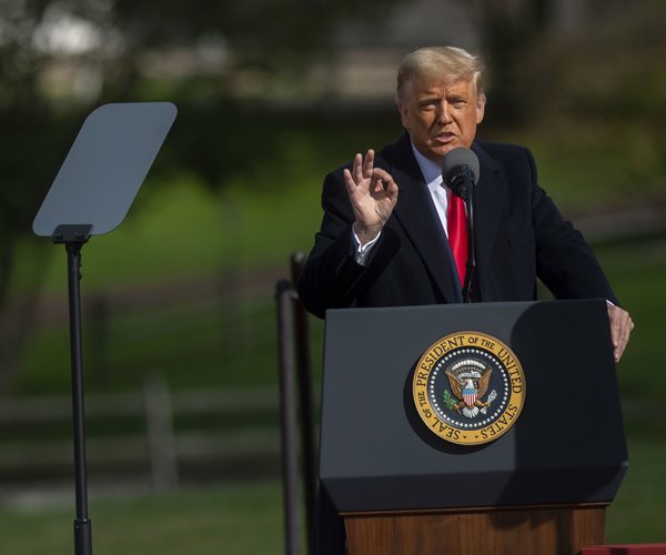 us president donald trump at a rally in newtown pennsylvania