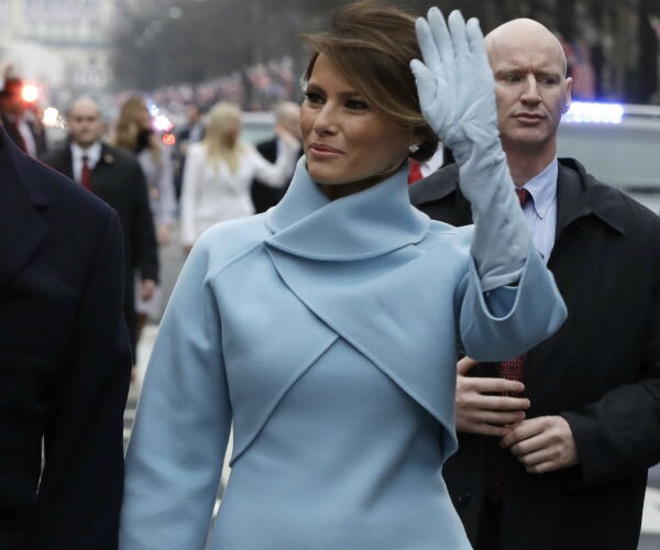 Melania Trump Wears Sky-Blue Cashmere Ralph Lauren Ensemble