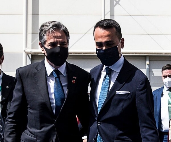 luigi di maio greets antony blinken 