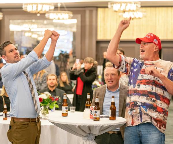 Supporters of U.S. Senate candidate Eric Hovde celebrate 