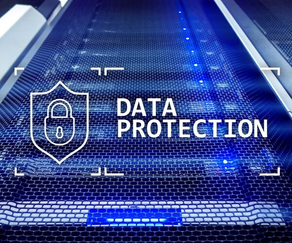 data protection, cyber security, information privacy. internet and technology concept. server room background.

