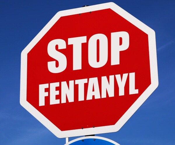 stop sign says "Stop Fentanyl"