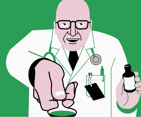 photo illustration shows an aging doctor