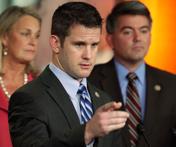 adam kinzinger speaks to the press