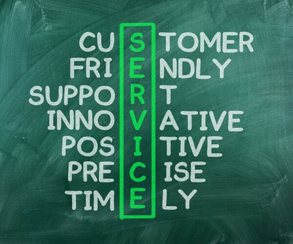Customer service concept on blackboard-customer friendly support 